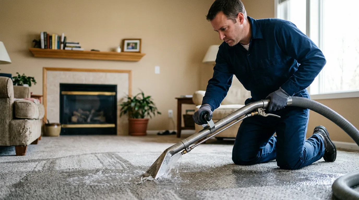 Water damage restoration technician working near Chilton, TX